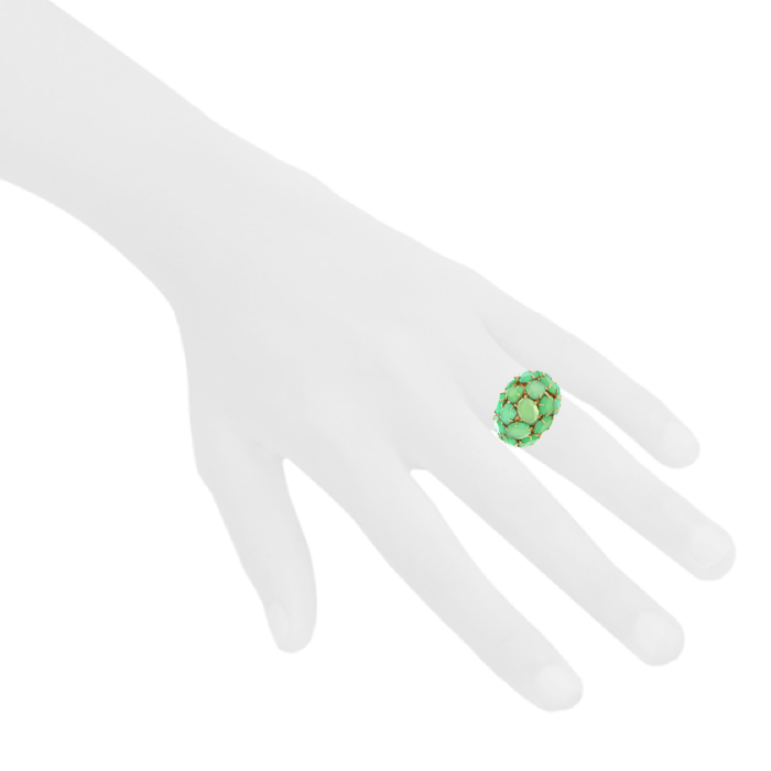 Pomellato Capri large model boule ring in yellow gold and chrysoprase - Detail D1