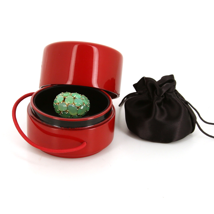 Bague boule Pomellato Capri grand modèle en or jaune et chrysoprase - Detail D2