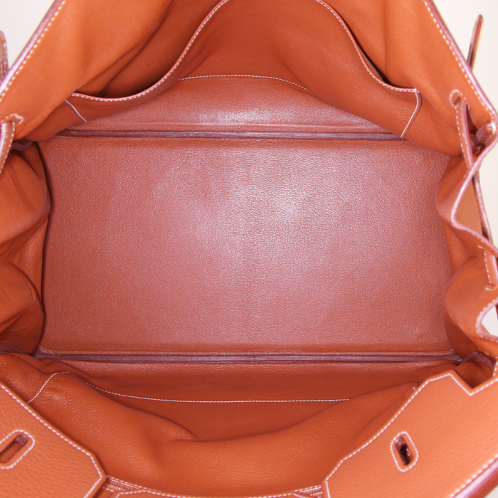Borsa Hermes Birkin 40 cm in pelle taurillon clemence beige terracotta - Detail D2