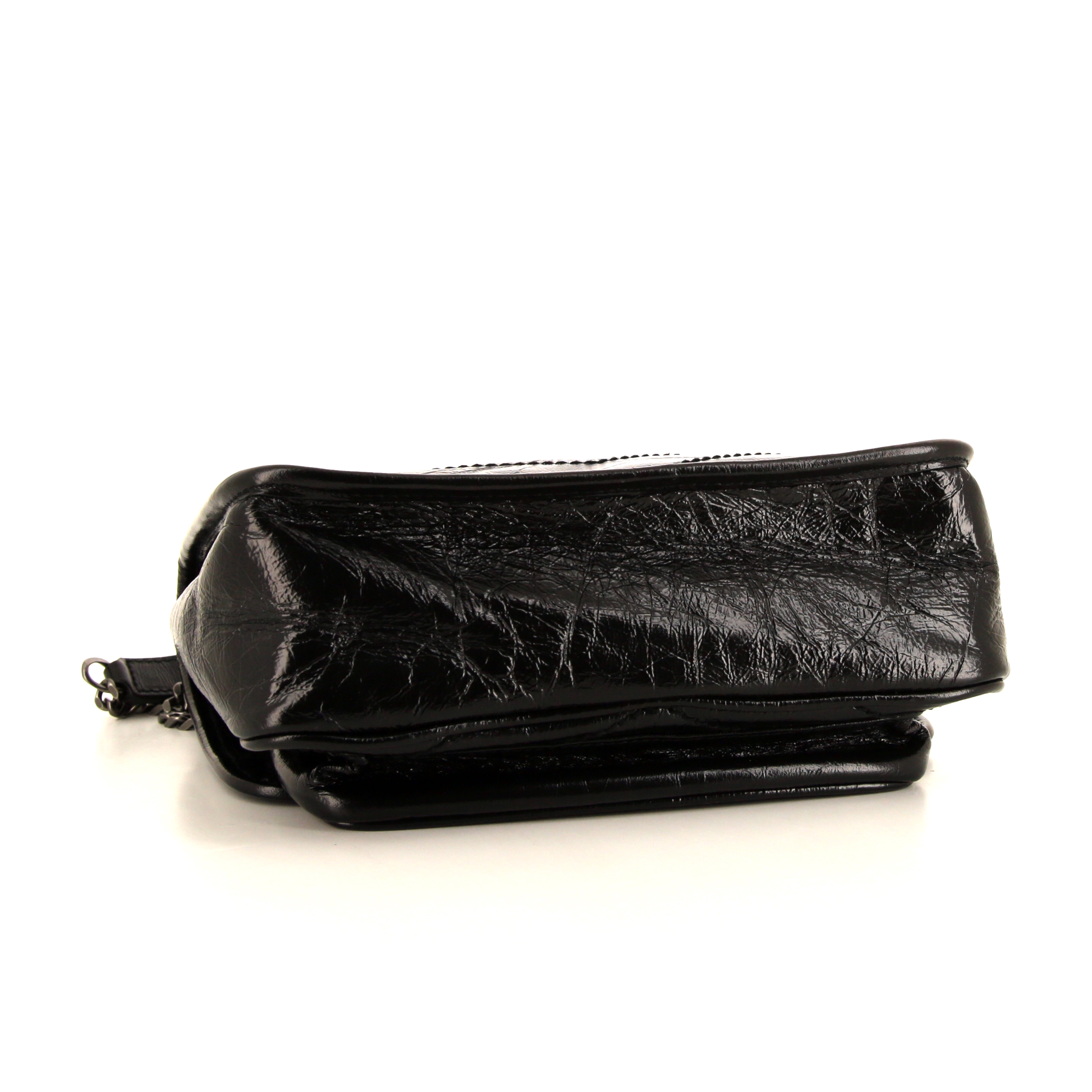 Saint Laurent Niki Baby shoulder bag in black chevron quilted leather - Detail D5
