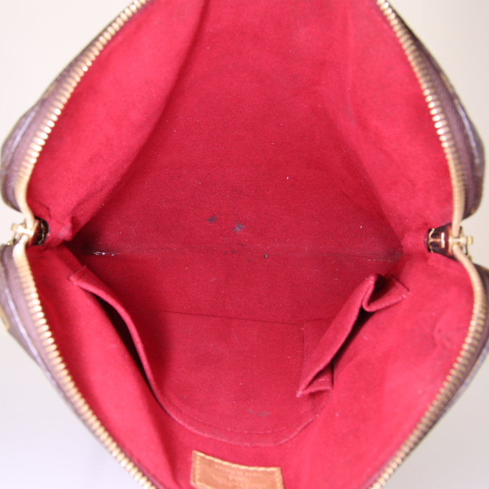 Louis Vuitton handbag in brown monogram canvas and natural leather - Detail D2