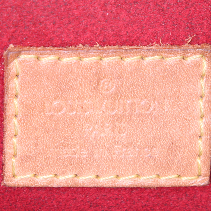 Bolso de mano Louis Vuitton en lona Monogram marrón y cuero natural - Detail D3