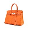 Hermes Birkin 30 cm handbag in orange ostrich leather - 00pp thumbnail