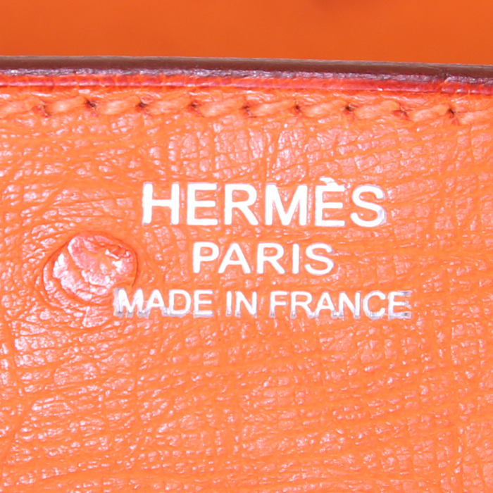 Bolso de mano Hermes Birkin 30 cm en avestruz naranja - Detail D3