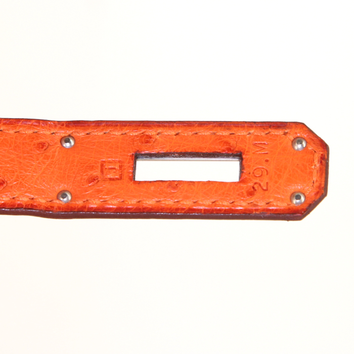 Borsa Hermes Birkin 30 cm in struzzo arancione - Detail D4