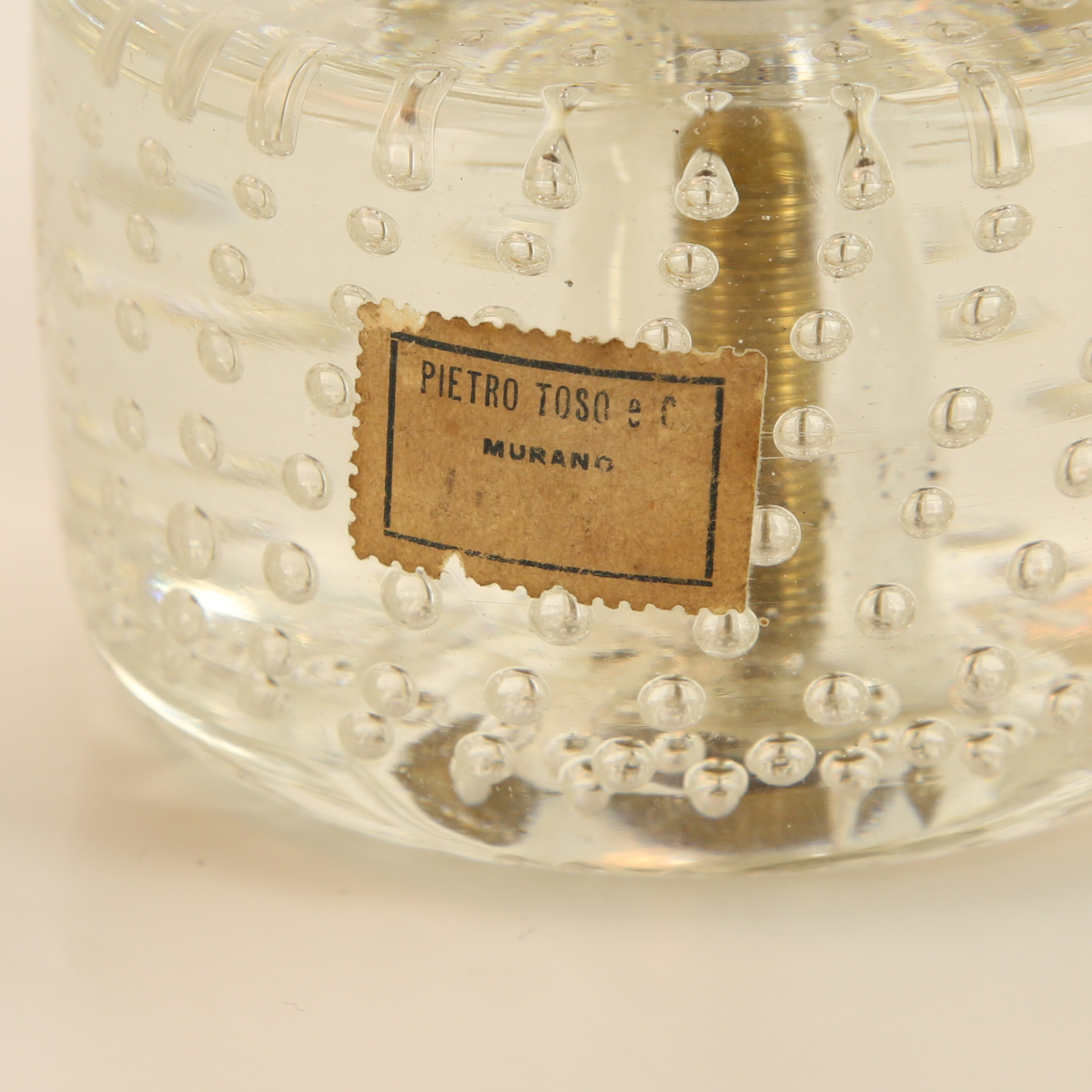 Pietro Toso & Co., pair of Murano glass and brass table lamps, 1930s - Detail D2