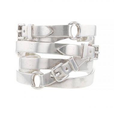 Bracelet manchette ouvert Hermes Débridée en argent