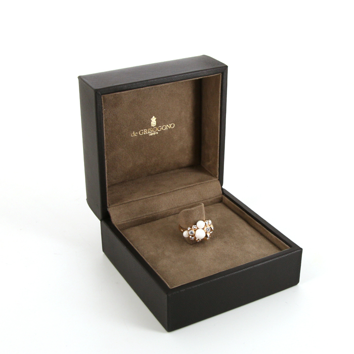 Bague De Grisogono Gaia en or rose,  cacholong et diamants - Detail D2
