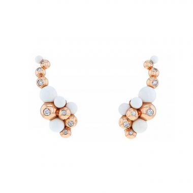 Pendientes con clip De Grisogono Gaia en oro rosa,  cacholong y diamantes