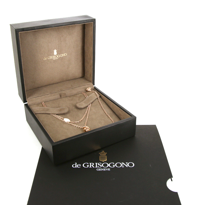 Sautoir De Grisogono Allegra en or rose,  cacholong et diamants - Detail D2