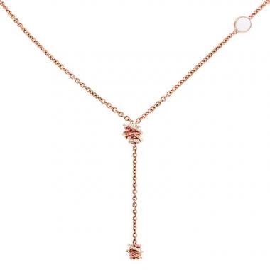 De Grisogono Allegra long necklace in pink gold,  cacholong and diamonds