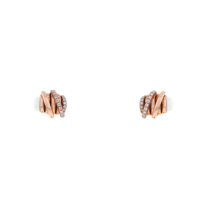 De Grisogono Allegra earrings in pink gold, cacholong and diamonds - Detail D1