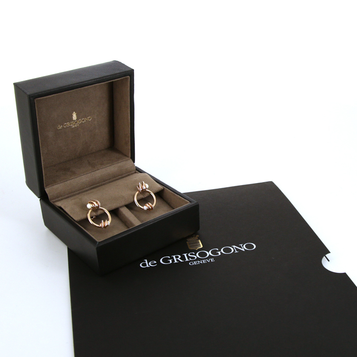 De Grisogono Allegra earrings in pink gold, cacholong and diamonds - Detail D3