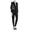 Borsetta da sera Chanel Petit Shopping in tela argentata e nera con paillettes - Detail D1 thumbnail