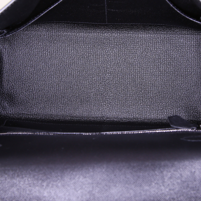 Hermes Kelly 28 cm handbag in black veau Madame 89 leather - Detail D3