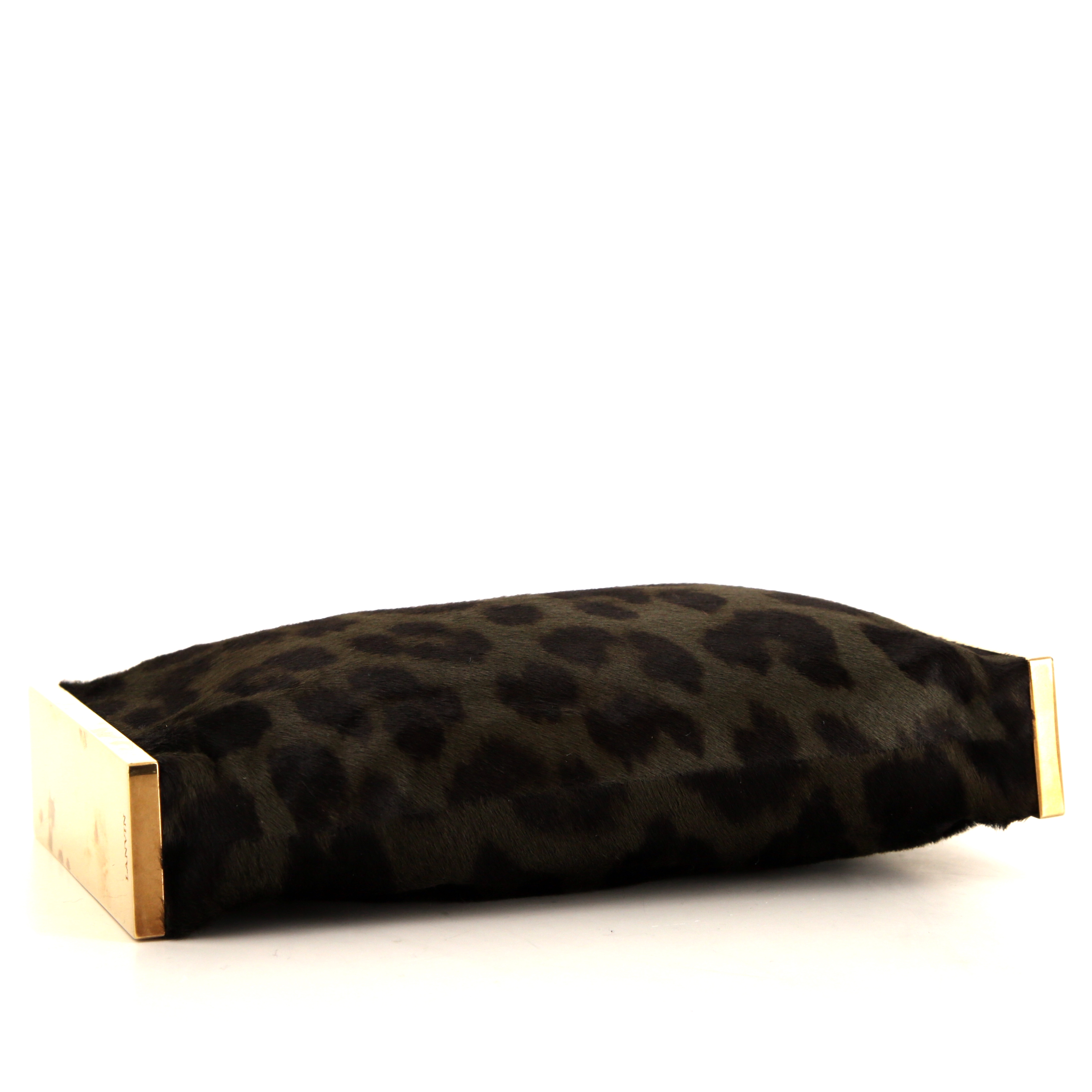 Borsettina da sera Lanvin in puledro marrone e nero con stampa leopardata - Detail D4