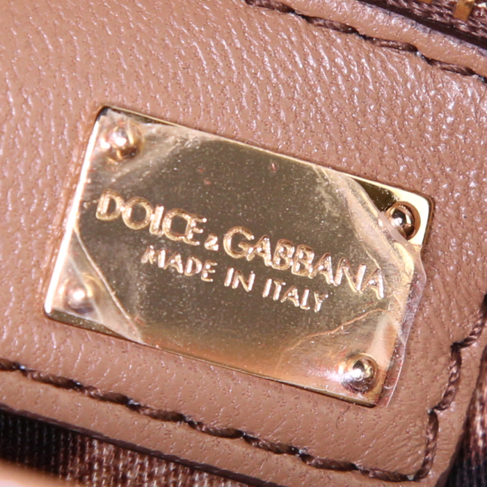 Borsa a tracolla Dolce & Gabbana in rafia e pelle marrone - Detail D3
