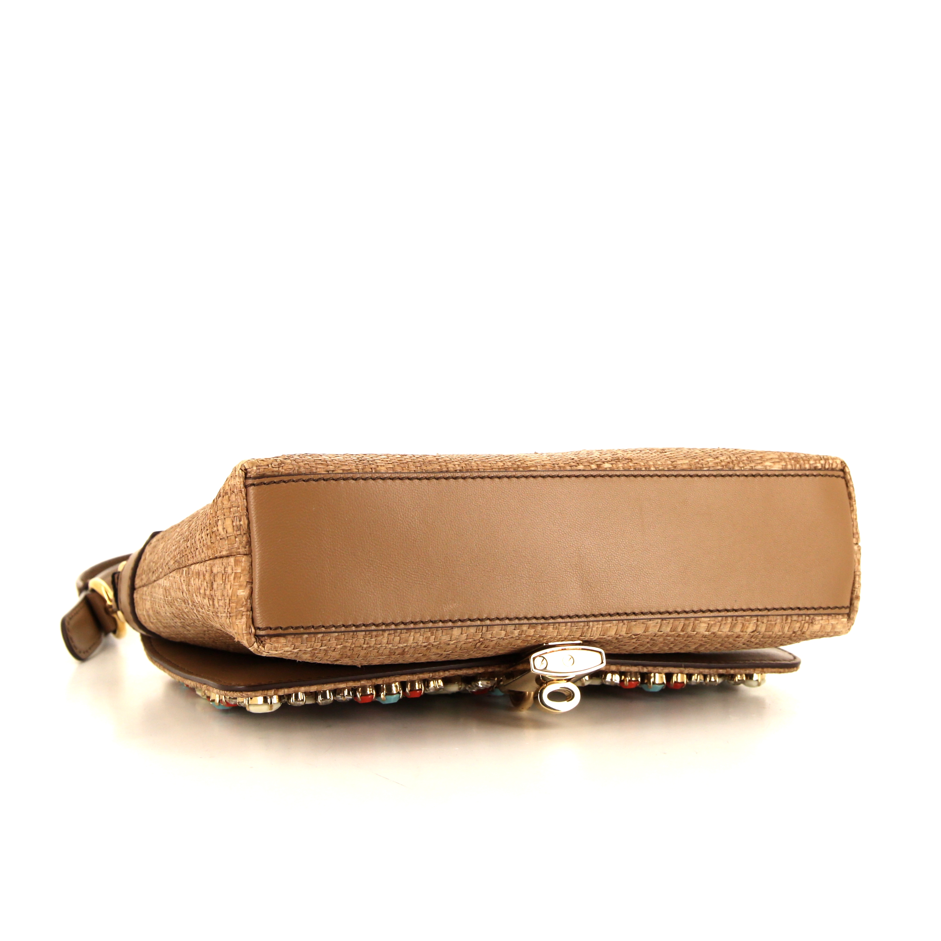 Dolce & Gabbana shoulder bag in raphia and brown leather - Detail D4