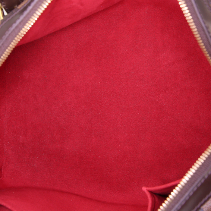 Sac à main Louis Vuitton Berkeley en toile damier ébène et cuir marron - Detail D2