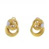Vintage earrings for non pierced ears in yellow gold and diamonds - 360 thumbnail