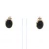 Vintage earrings for non pierced ears in 14 carats yellow gold and onyx - 360 thumbnail