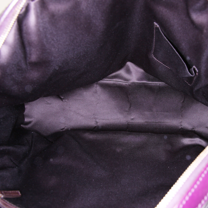 Yves Saint Laurent Muse large model handbag in purple leather - Detail D2