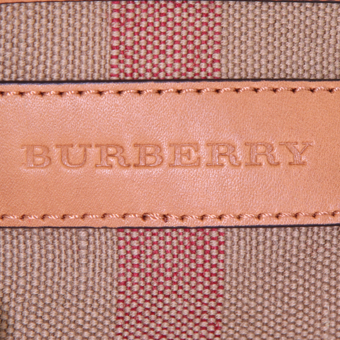 Sac bandoulière Burberry Mini Ashby Tassel en toile Haymarket beige et cuir beige - Detail D3