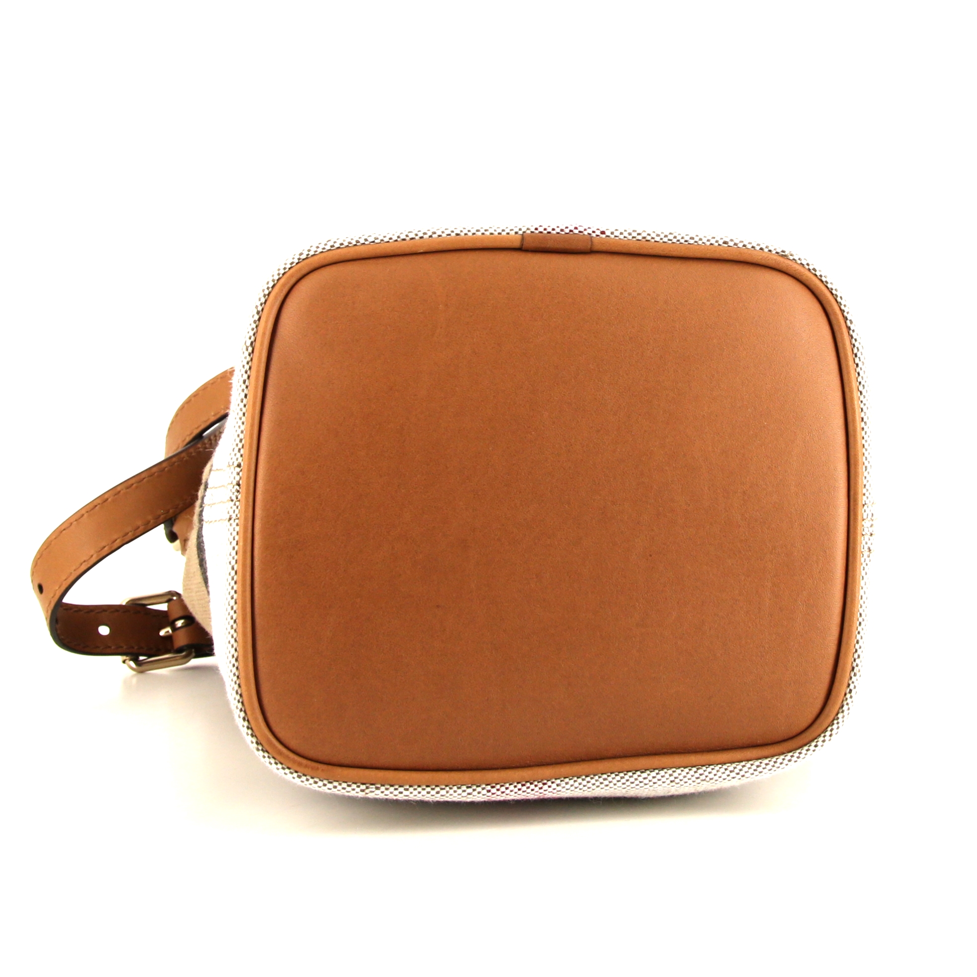 Sac bandoulière Burberry Mini Ashby Tassel en toile Haymarket beige et cuir beige - Detail D4