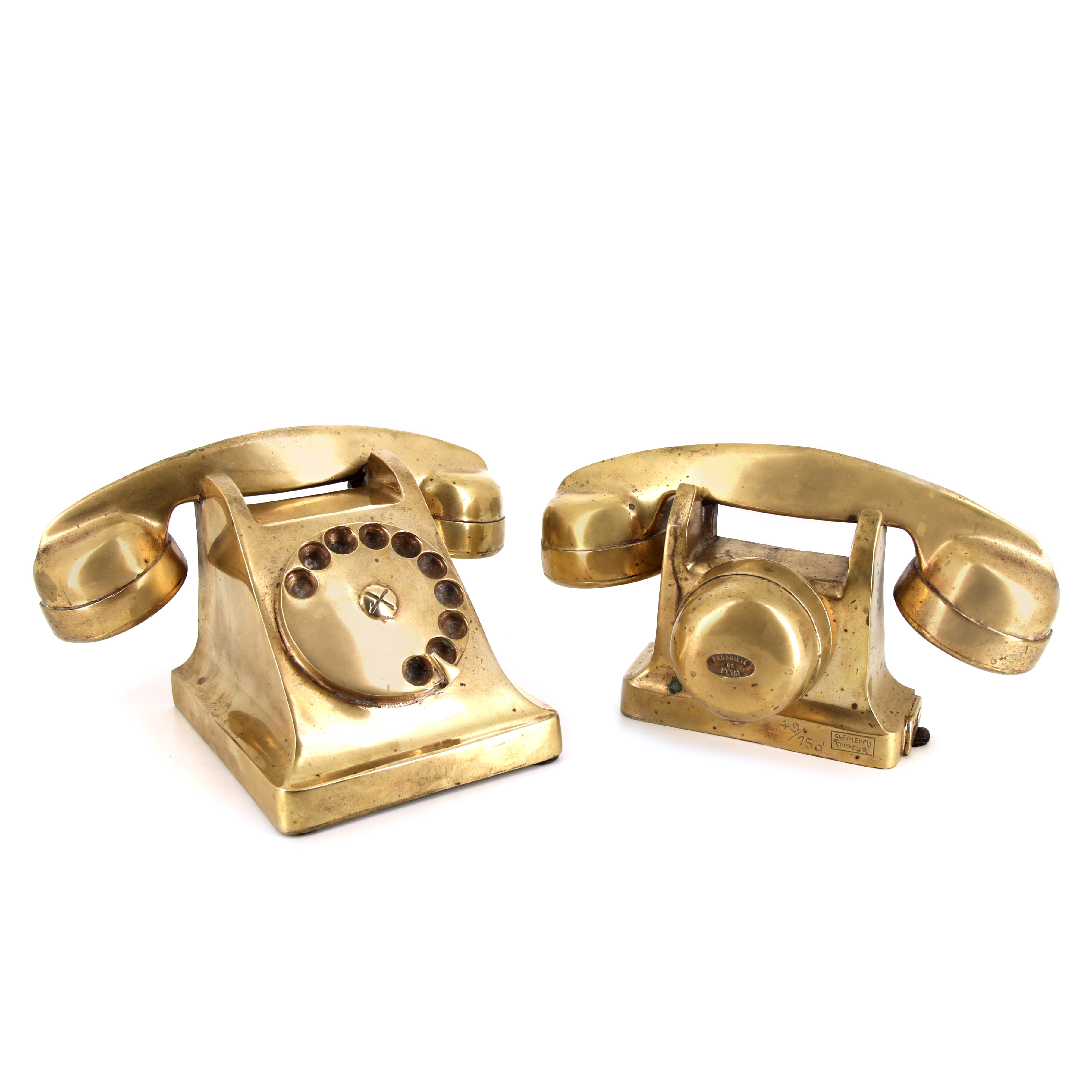 Arman, "Téléphone découpé", en bronze doré, signé et numéroté, de 1973 - Detail D1