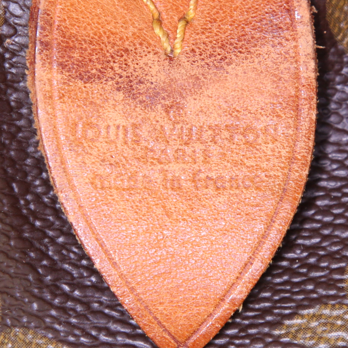 Borsa da viaggio Louis Vuitton Keepall 50 cm in tela monogram marrone e pelle naturale - Detail D3