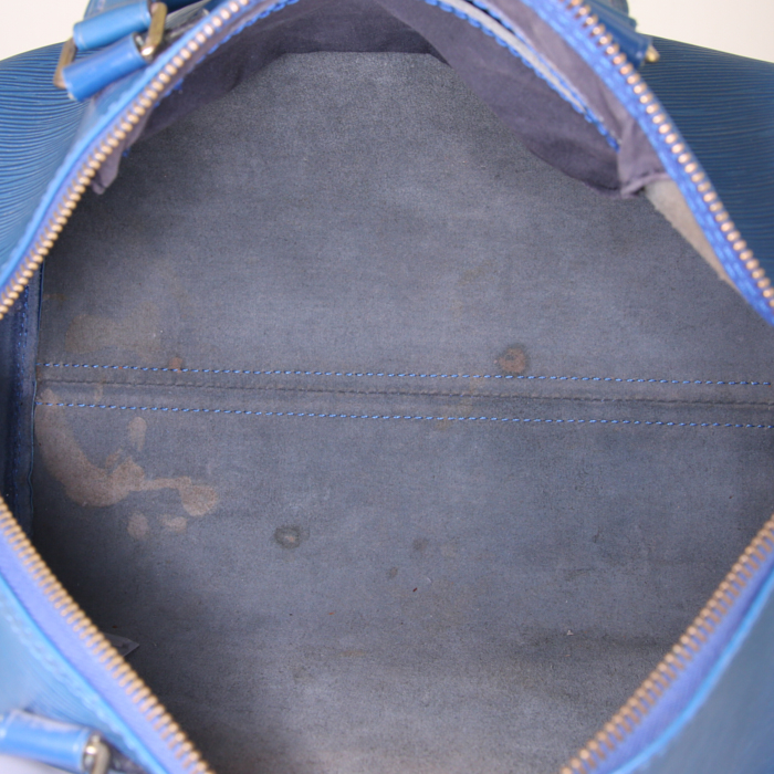 Louis Vuitton Speedy 30 handbag in blue epi leather - Detail D2
