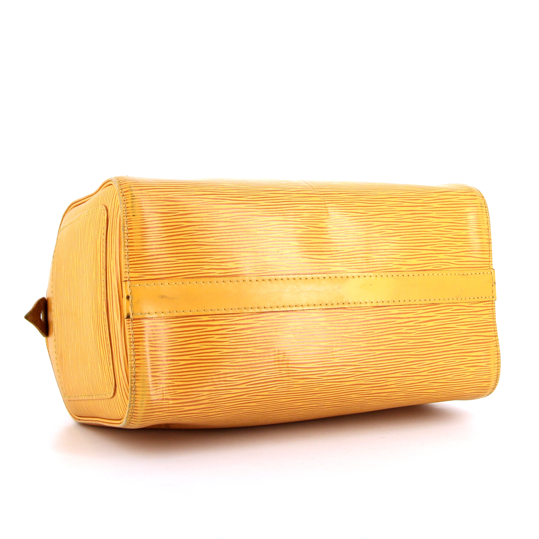Borsa Louis Vuitton Speedy 25 cm in pelle Epi gialla - Detail D4