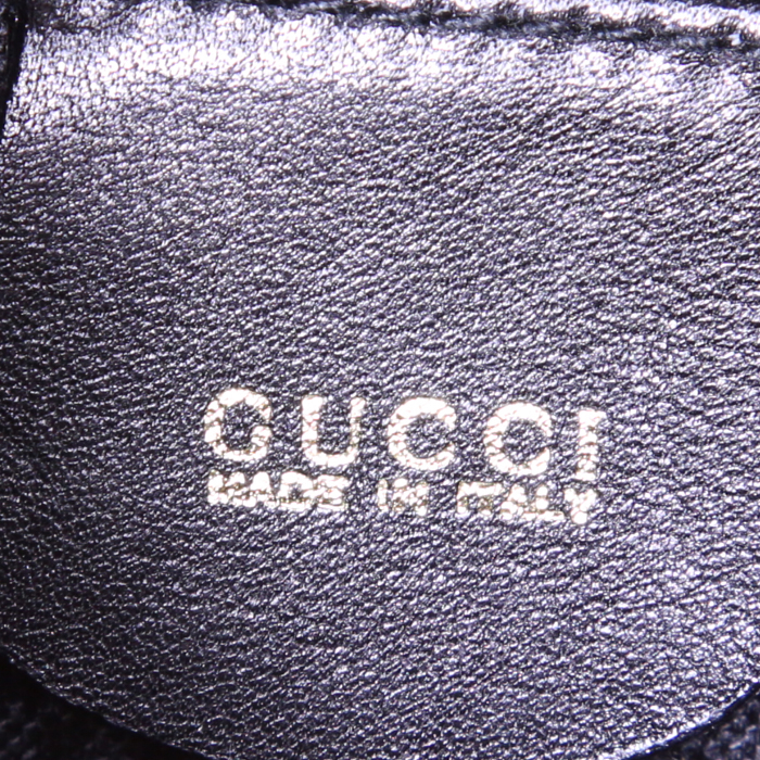 Sac à dos Gucci Bamboo petit en cuir noir et bambou - Detail D3