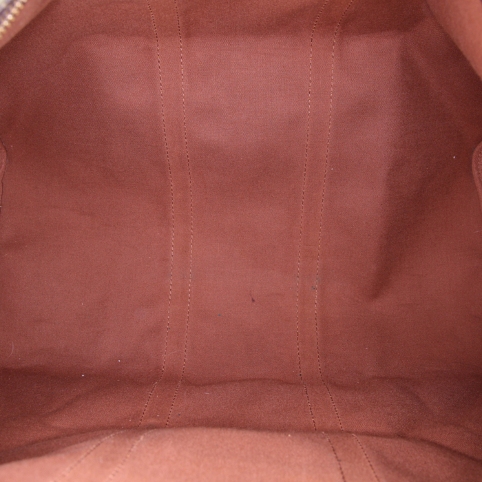 Sac de voyage Louis Vuitton Keepall 45 en toile monogram marron et cuir naturel - Detail D2
