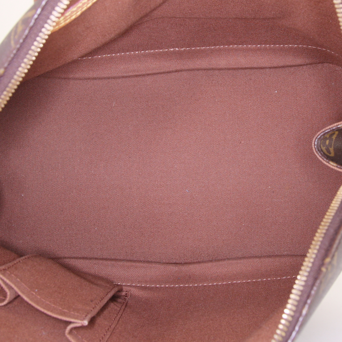 Sac à main Louis Vuitton Alma petit modèle en toile monogram marron et cuir naturel - Detail D2