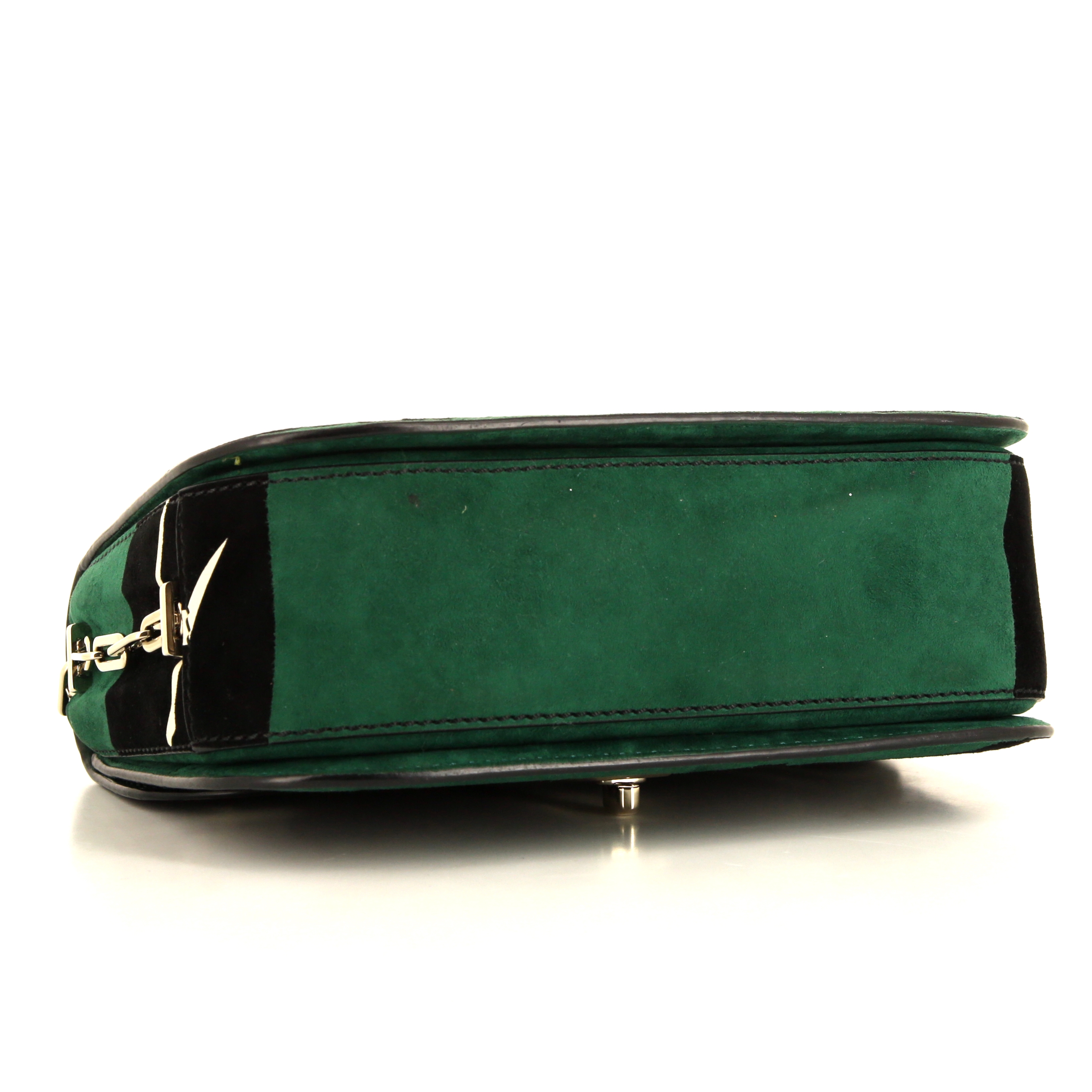 Valentino Garavani shoulder bag in black and green suede - Detail D4