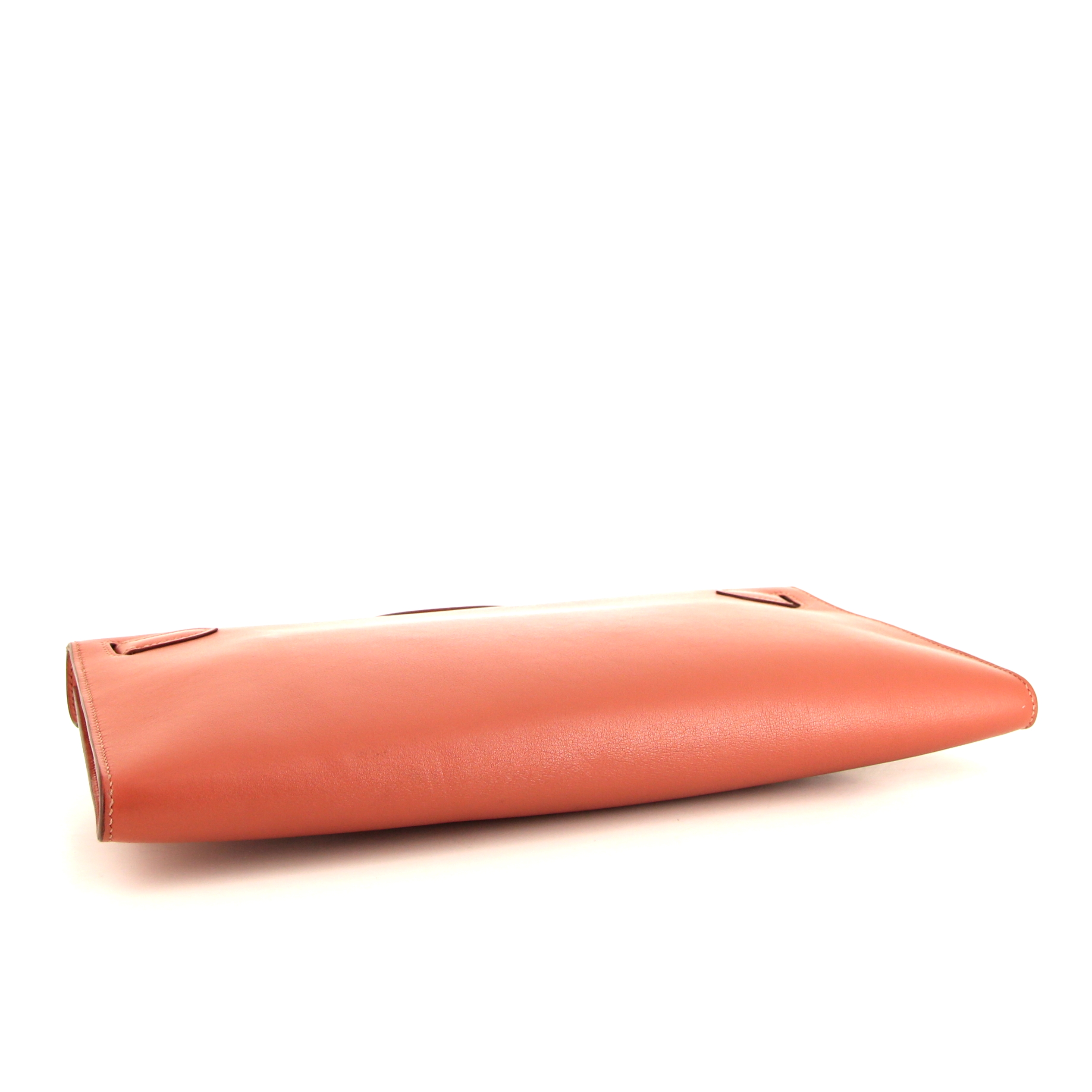 Pochette Hermès Kelly Cut en cuir Swift rose Thé - Detail D5