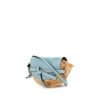 Loewe Gate mini shoulder bag in blue leather and beige raphia - 00pp thumbnail
