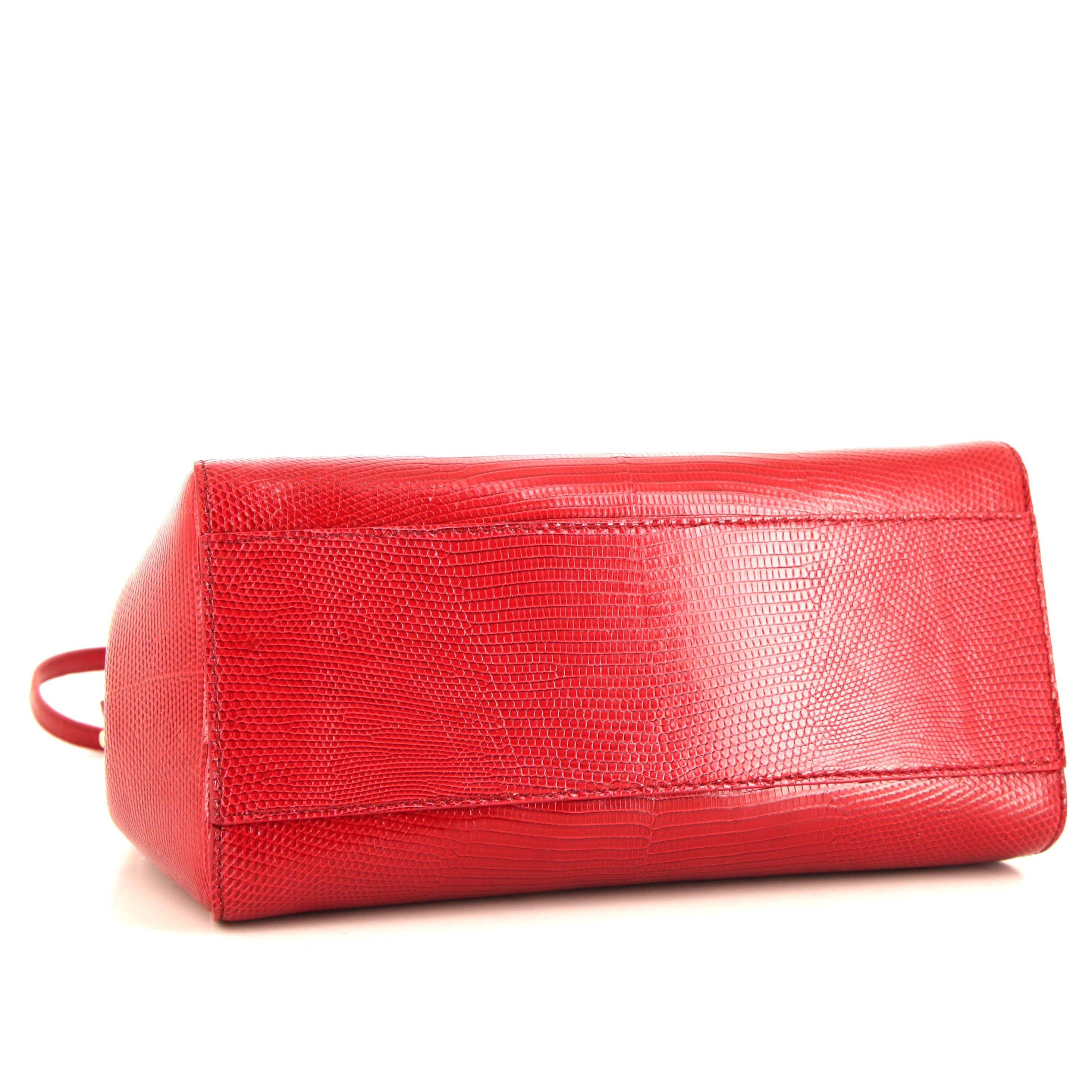 Bolso bandolera Fendi Mini Peekaboo en piel de lagarto roja - Detail D5