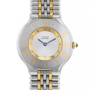 Orologio Cartier Must 21 in acciaio e oro placcato Ref :  1330 - M21 Circa  1990