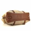 Prada handbag in beige logo canvas and brown leather - Detail D4 thumbnail