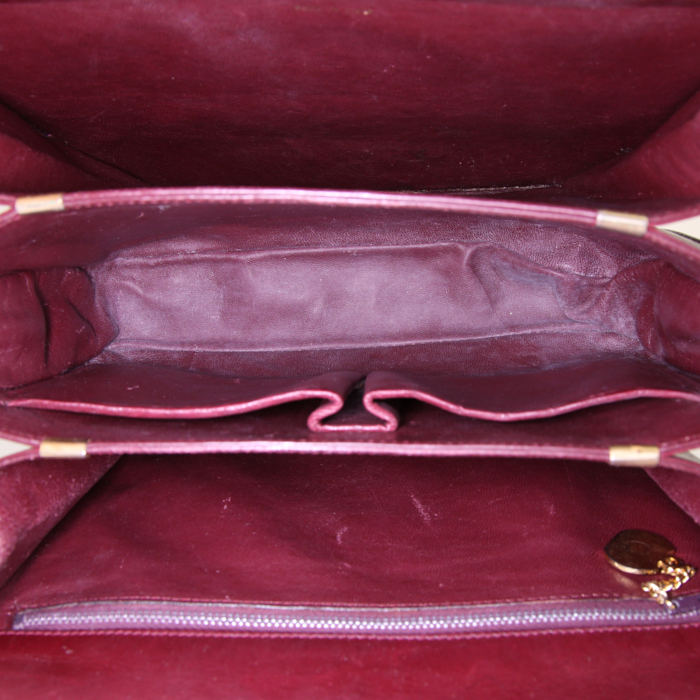 Celine Vintage shoulder bag in burgundy leather - Detail D2