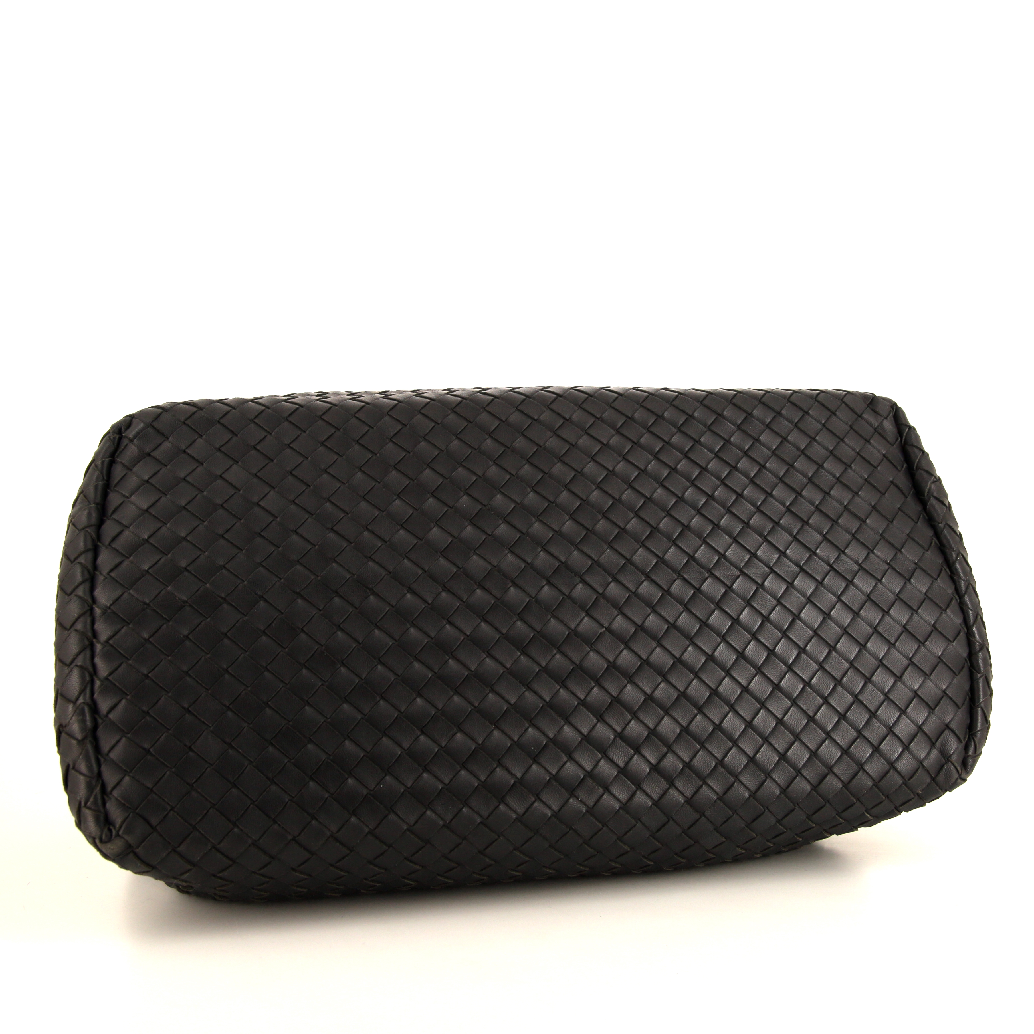 Sac à main Bottega Veneta Roma en cuir intrecciato gris - Detail D4