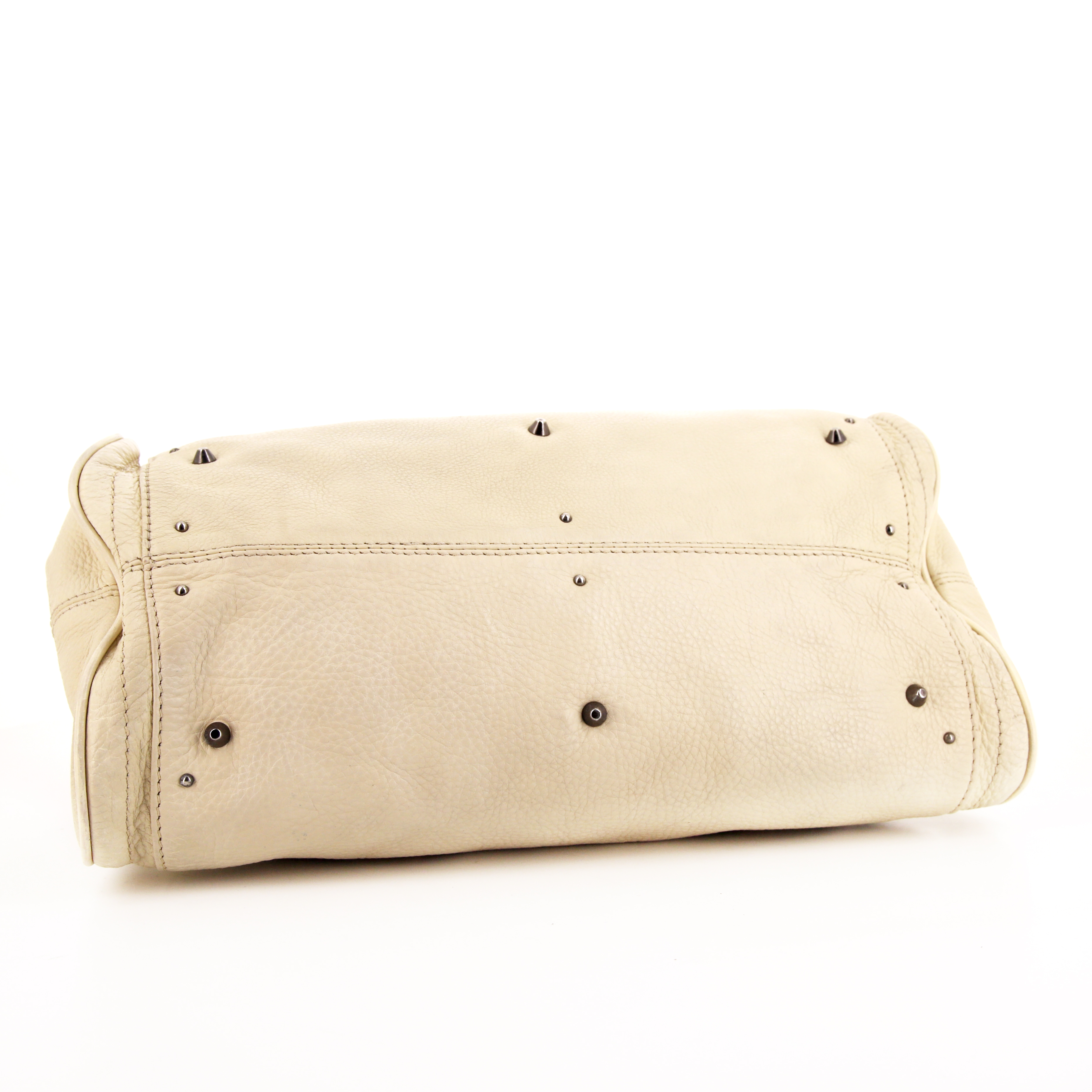 Borsa Chloé Paddington in pelle martellata color crema - Detail D4