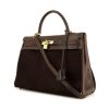 Hermes Kelly 35 cm handbag in brown leather and brown foal - 00pp thumbnail
