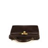 Hermes Kelly 35 cm handbag in brown leather and brown foal - 360 Front thumbnail