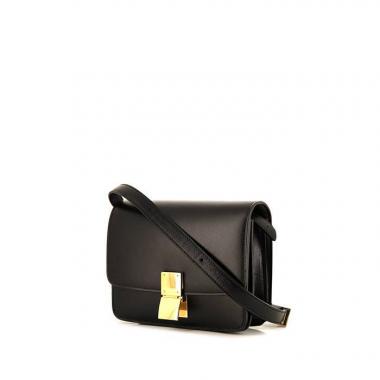 Borsa a tracolla Celine Classic Box modello piccolo in pelle box nera