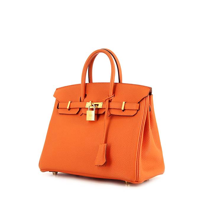 Hermès Chèvre Mysore Birkin 25 - Orange Handle Bags, Handbags - HER497525