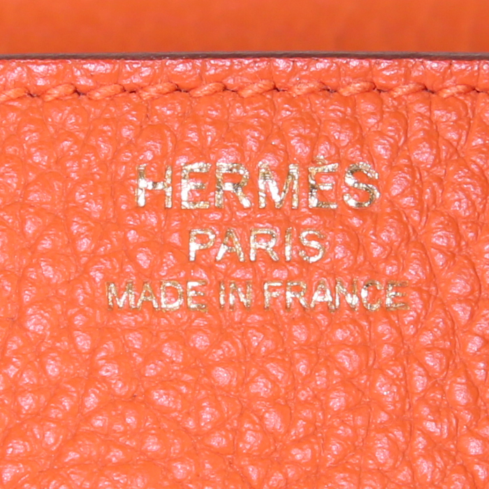 Hermes Birkin 25 cm handbag in Poppy orange togo leather - Detail D3