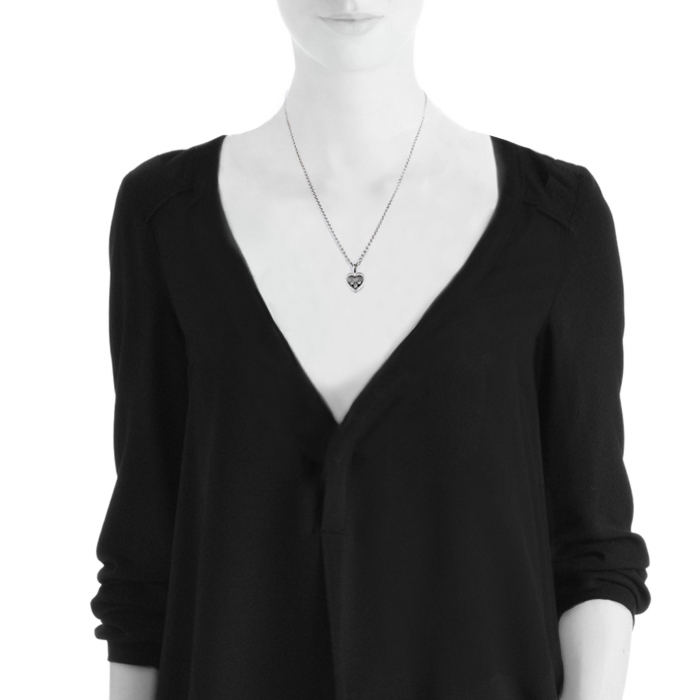 Collana Chopard Happy Heart in oro bianco e diamanti - Detail D1